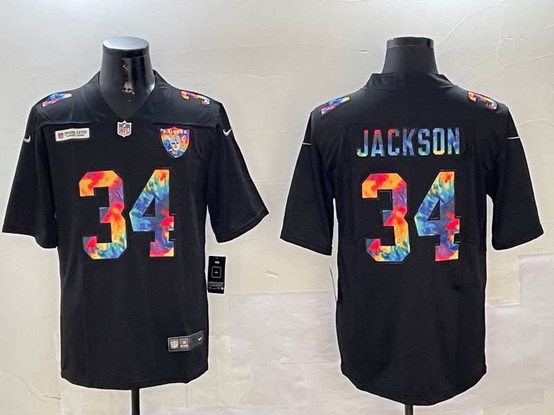 Men Oakland Raiders #34 Jackson Black Rainbow 2024 Nike Limited NFL Jersey style 1